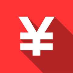 Obraz premium Currency vector symbol. CNY long shadow square vector illustration.