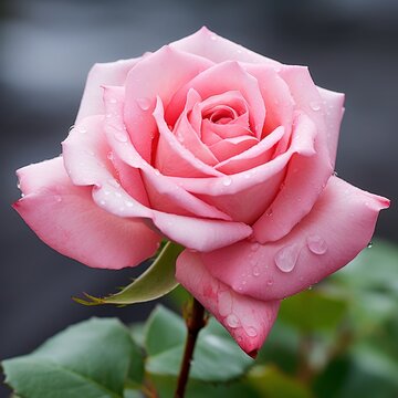 Pink rose flower beautiful bud image Generative AI