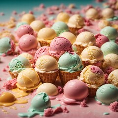 Fototapeta na wymiar Gourmet summer dessert ice cream scoop. AI Generated.
