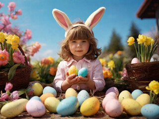 little girl with easter bunny