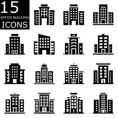 Set of office building icons vector. Pictogram design.