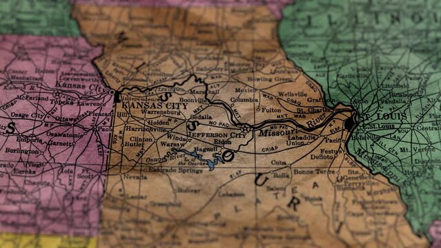 Missouri State Paper Map USA, Slider Shot