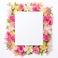 Wildflower rose flower floral frame red for background, texture, wrapper pattern, frame or border. generative ai.