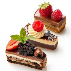 set of desserts on white background generate AI