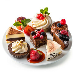 set of desserts on white background generate AI