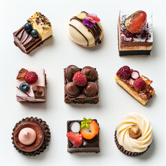 set of desserts on white background generate AI