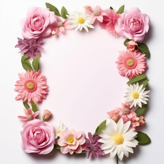 Wildflower rose flower floral frame red for background, texture, wrapper pattern, frame or border. generative ai.