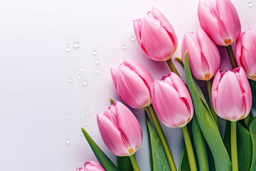 Obraz premium Pink tulips on pink background. Generative AI