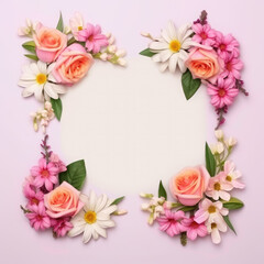 Fototapeta premium Wildflower rose flower floral frame red rose,hulthemia, rosa. Aquarelle wild flower for background, texture, wrapper pattern, frame or border.generative ai.