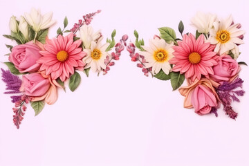 Fototapeta premium Wildflower rose flower floral frame red for background, texture, wrapper pattern, frame or border. generative ai.