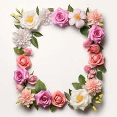 Wildflower rose flower floral frame red for background, texture, wrapper pattern, frame or border. generative ai.