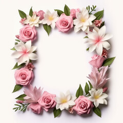 Fototapeta premium Wildflower rose flower floral frame red for background, texture, wrapper pattern, frame or border. generative ai.