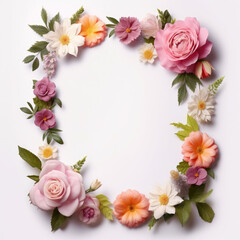 Wildflower rose flower floral frame red for background, texture, wrapper pattern, frame or border. generative ai.