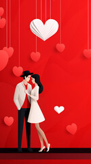 Modern template happy valentine's day. Place for text. Social media post, banner, header, email, cover, flyer brochure, invitation, greeting card. Trendy elegant modern design. Generative Ai content