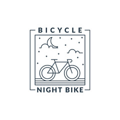 night cycling monoline or line art style vector illustration