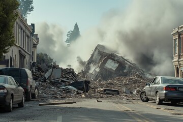 Buildings, roads, and the ground are collapsing in a major earthquake. generative ai