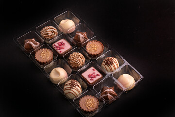 candy, chocolate, food, snack, dark, truffle, background, sweet, sugar, dessert, confectionery, assortment, eat, photography, horizontal