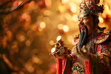 Chinese New Year celebration with blessings from the Chinese god of wealth