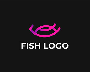 Modern H with fish icon logo design