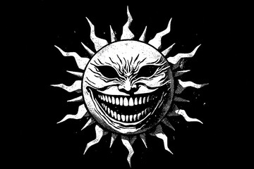 evil laughing sun isolated on a black background