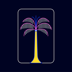 Palm tree arch frame thin line icon abstract design summer logo template modern minimal linear emblem for vacations rentals and travel services. Vector illustration