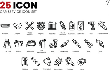 25 Car Service Outline Icon Set #2