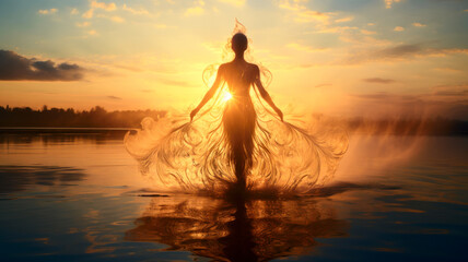 Fototapeta na wymiar Water fairy - beautiful fictional character