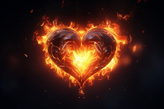 Glowing flames illuminating peaceful symbol of love