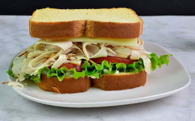 toasted chicken sandwich  top with swiss cheese