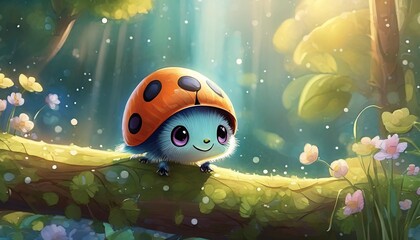 illustration of a cute cartoon baby ladybug cute animals little animals background png