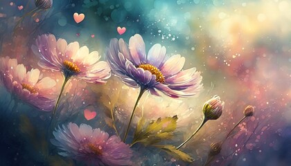 Obraz na płótnie Canvas happy valentine s day fine daisy color tone design blur and select focus background