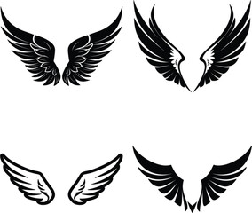 wings icons set, element for design