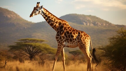 Obraz premium giraffe at sunset