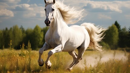 white horse in the field