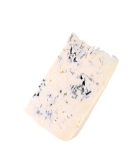 piece of gorgonzola cheese on a white background