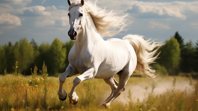 white horse in the field