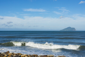 Fototapeta na wymiar Sunny day with Guishan Island in Yilan of Taiwan