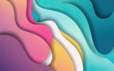 Abstract background with Liquid wave style, combine Pink-Blue-White-Yellow Gradient Color, Illustration