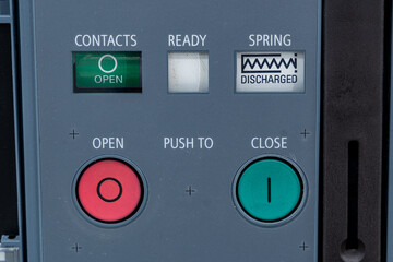 close up of a panel of an switch