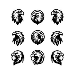 set of eagle head logo vector icons