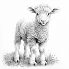 Pencil sketch nice sheep animal drawing image Generative AI