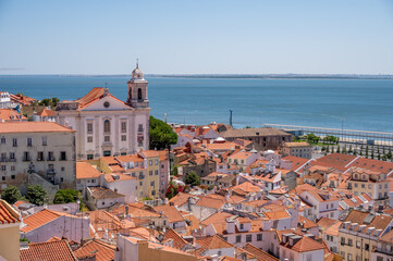 Beautiful Portas do sol viewpoint  and architecture in Lisbon's old city.