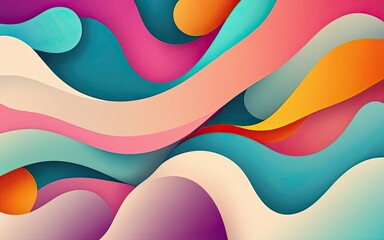 Abstract background with Liquid wave style, combine Pink-Blue-White-Yellow Gradient Color, Illustration