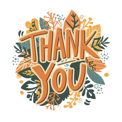 thank you typography with flower vector illustration