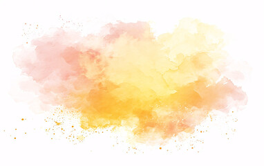 watercolor splashes forming a pink and yellow cloud shape on a white background for creative design projects