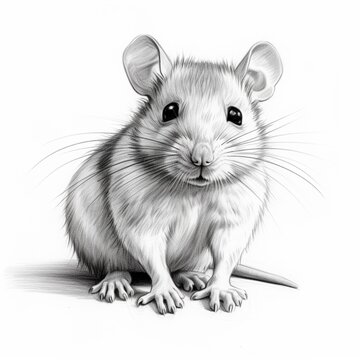 Pencil sketch nice rat animal drawing images Generative AI