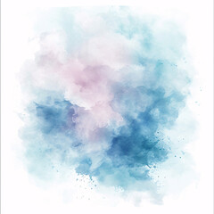 Fototapeta na wymiar watercolor splashes forming a blue and purple cloud shape on a white background for creative design projects