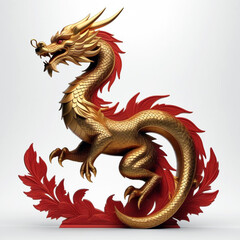 A golden dragon with Chinese calligraphy.10