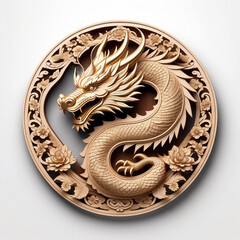 A golden dragon with Chinese calligraphy.20