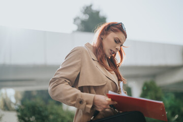 Business professionals brainstorming and collaborating in a dynamic outdoor meeting for business expansion and profit growth.
